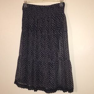 Navy Blue and Gray Flowy Midi Skirt